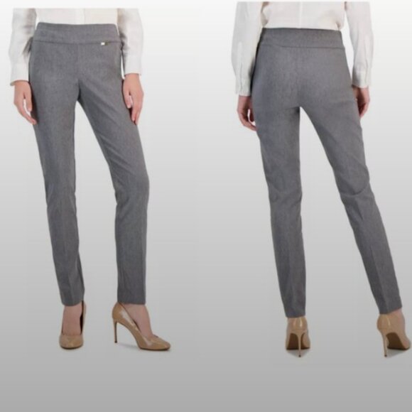 NWT Macy's Alfani Dark Heather Grey Skinny Dress Pant Tummy Control Trouser, 6 - Picture 1 of 10